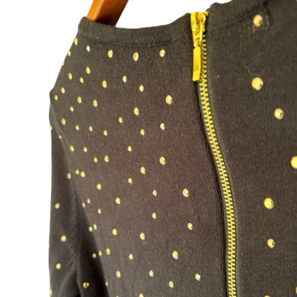 Alfani Black Sweater with Gold Studs Size XS Round Neck Long Sleeve Cotton - Picture 3 of 7